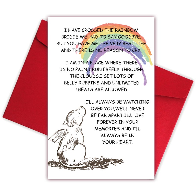 Bewoow Sympathy Card for Loss of Pet Dog, Pet Loss Cards,Rainbow Bridge Condolence Card, Bereavement Card for Dog Owner, Doggy Bereavement Cards for Family Friends Husband Wife - Image 1