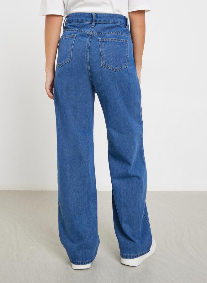 ستايلي جينز بأرجل واسعة وخصر عالي - Image 4