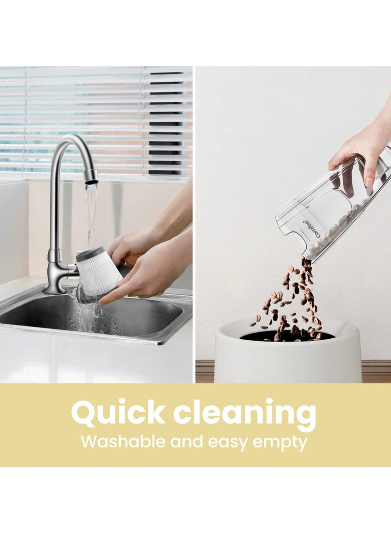 كومفي مكنسة كهربائية 2 في 1 محمولة باليد بطول 5 أمتار خفيفة الوزن وقوية 600 وات 16000 باسكال شفط سعة 0.5 لتر نظام ترشيح مركزي ممتاز للسيارة والمنزل والمطبخ والشعر - أبيض - Image 5