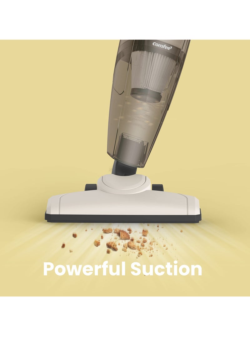 كومفي مكنسة كهربائية 2 في 1 محمولة باليد بطول 5 أمتار خفيفة الوزن وقوية 600 وات 16000 باسكال شفط سعة 0.5 لتر نظام ترشيح مركزي ممتاز للسيارة والمنزل والمطبخ والشعر - أبيض - Image 3