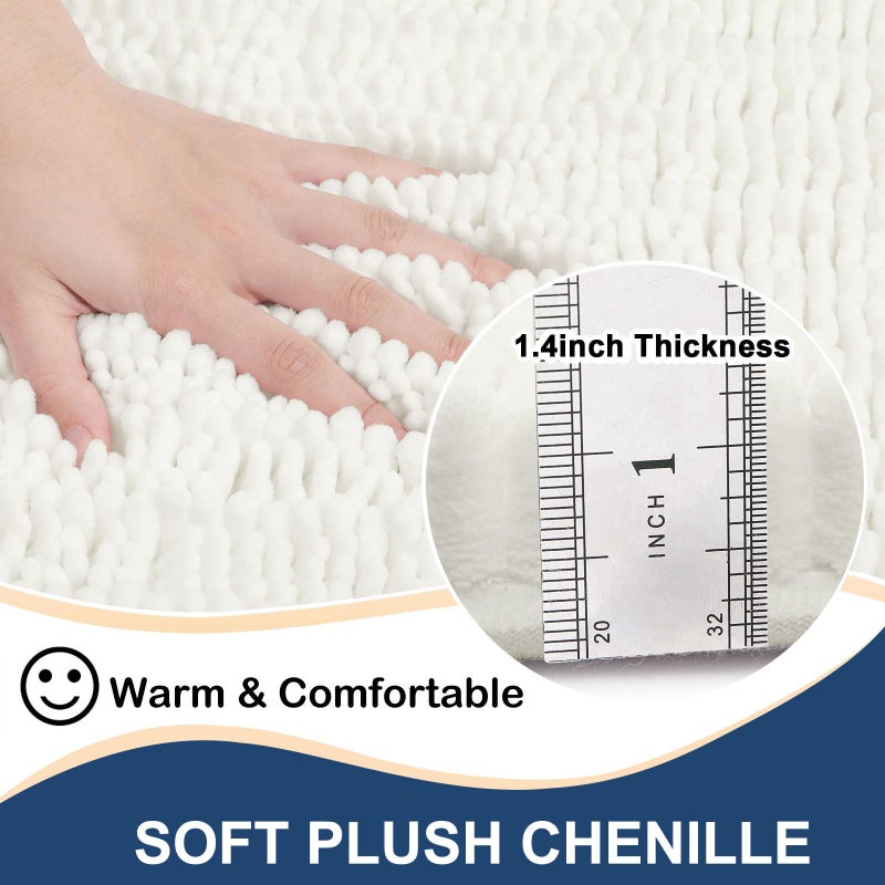Arotive Arotive Luxury Chenille Bathroom Rug Mat  Extra Soft Thick Absorbent Shaggy Bath Rugs  Non-Slip Machine Wash Dry Plush Bath Mats for Bathroom  Tub  and Shower (30""x20""  Ivory)  - Image 1