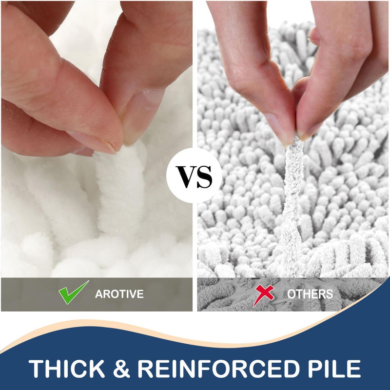 Arotive Arotive Luxury Chenille Bathroom Rug Mat  Extra Soft Thick Absorbent Shaggy Bath Rugs  Non-Slip Machine Wash Dry Plush Bath Mats for Bathroom  Tub  and Shower (30""x20""  Ivory)  - Image 4