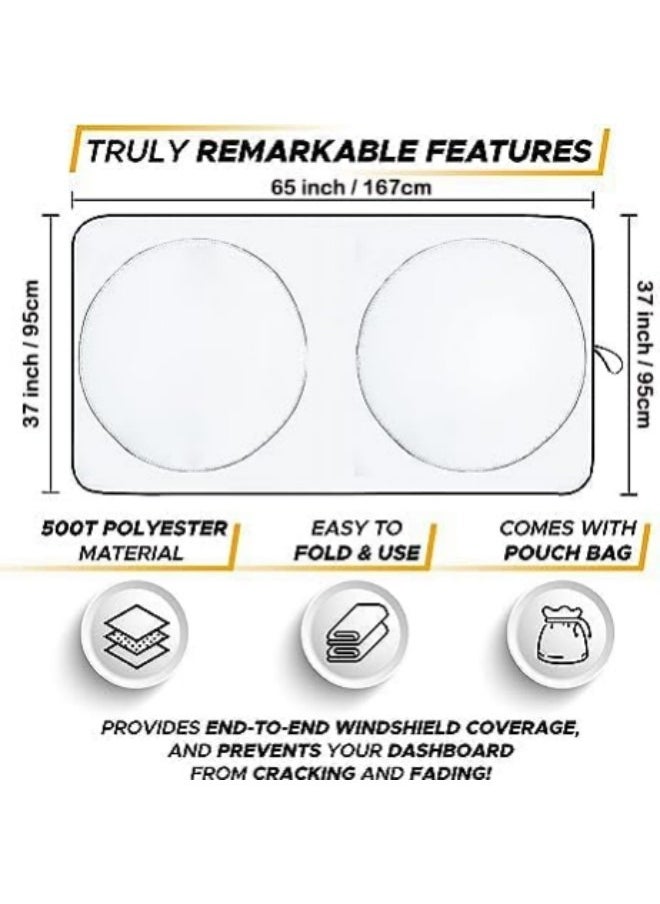 GGEROU - Front Windshield Sun Shade,Thicken 5-Layer UV Reflector Accordion Folding Auto Front Window Sunshade Visor Shield Cover 167*95cm - Image 1