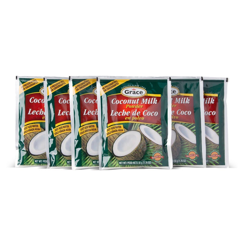 Grace Coconut Milk Powder 1.76oz - 6 Pack - Leche de Coco en Polvo - Caribbean Powdered Coconut Milk - No Preservatives, No Refrigeration - Just Add Water - Milk Substitute - Coffee Creamer - Image 1