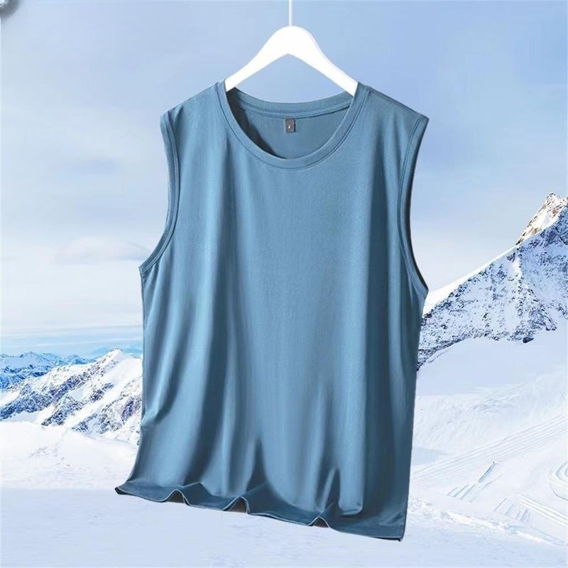 Sports Vest Men'S Ice Silk Quick-Drying Mesh Wide Shoulder Base Fitness Top Summer Thin Men'S Sleeveless T-Shirt Trendy - Image 1