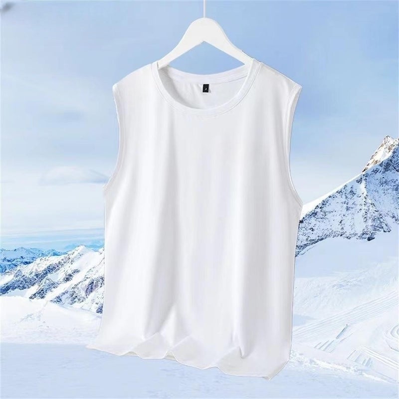 Sports Vest Men'S Ice Silk Quick-Drying Mesh Wide Shoulder Base Fitness Top Summer Thin Men'S Sleeveless T-Shirt Trendy - Image 5