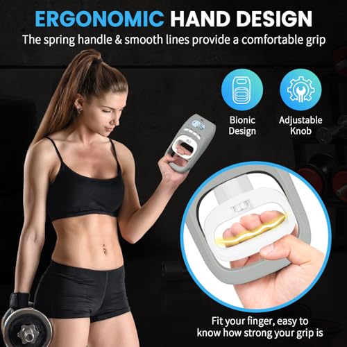 TIPRE 396lbs/180kg Grip Strength Tester, Digital Dynamometer With LCD Display, Adjustable Hand Grip Training Gauge, Exercisers for Sports Home School Use - Gray - Image 5