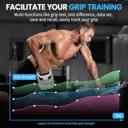 TIPRE 396lbs/180kg Grip Strength Tester, Digital Dynamometer With LCD Display, Adjustable Hand Grip Training Gauge, Exercisers for Sports Home School Use - Gray - Image 2