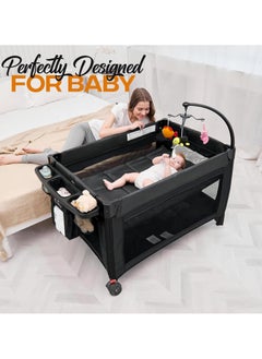 Piccasio Baby Bed, Foldable Baby Bedside Sleeper & Playard, 5 in 1 Baby Bassinet & Crib, Travel Nursery Center With Toys & Music Box,Baby cot & Playpen Newborn Diaper Changing Table  - Image 2