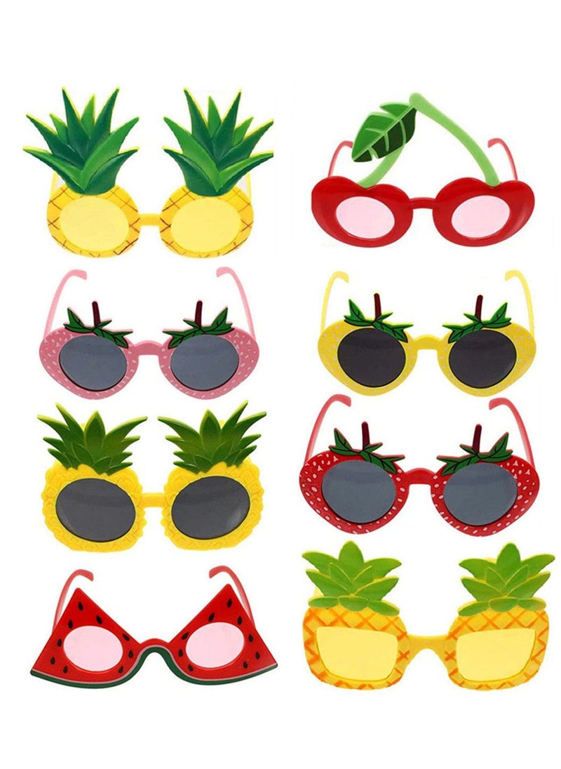 Excefore Party Sunglasses, 8 Pcs Fruit Eyeglasses, Adult Kids Funny Sunglasses Dress Props for Hawaiian Beach Luau Theme Party Supplies - Image 1