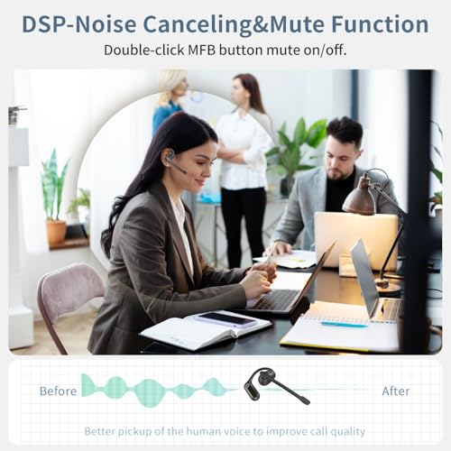 BANIGIPA Open Ear Headphones w/Detachable Boom Mic, Bluetooth 5.4 Headset w/Noise Canceling Microphone, True Wireless Earbuds w/Charging Case for Working, Lightweight & Mute, Multipoint Connection - Image 2