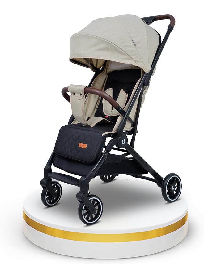 نورتر عربة أطفال مع سلة تخزين، مصد أمامي قابل للإزالة، حزام أمان بخمس نقاط، عجلات إيفا بأربع عجلات ممتصة للصدمات، تصميم مدمج قابل للطي، عربة سفر - Image 1