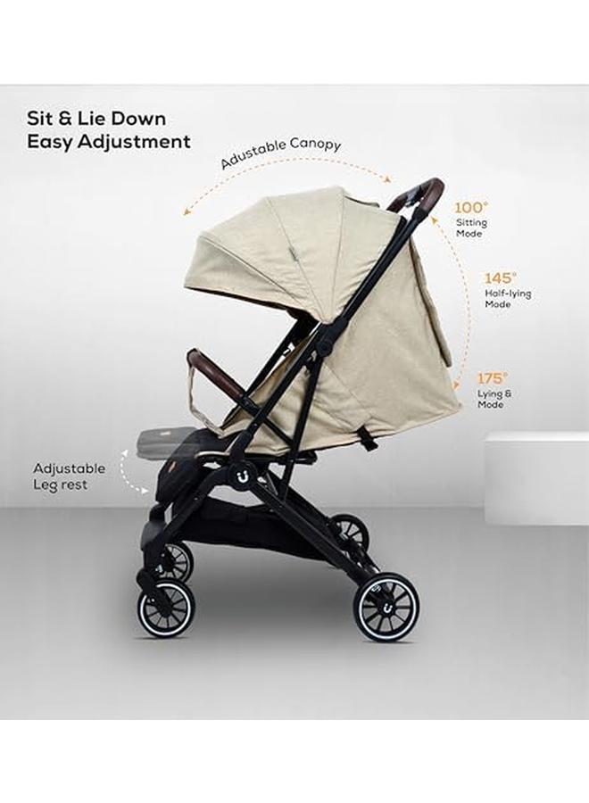 نورتر عربة أطفال مع سلة تخزين، مصد أمامي قابل للإزالة، حزام أمان بخمس نقاط، عجلات إيفا بأربع عجلات ممتصة للصدمات، تصميم مدمج قابل للطي، عربة سفر - Image 2