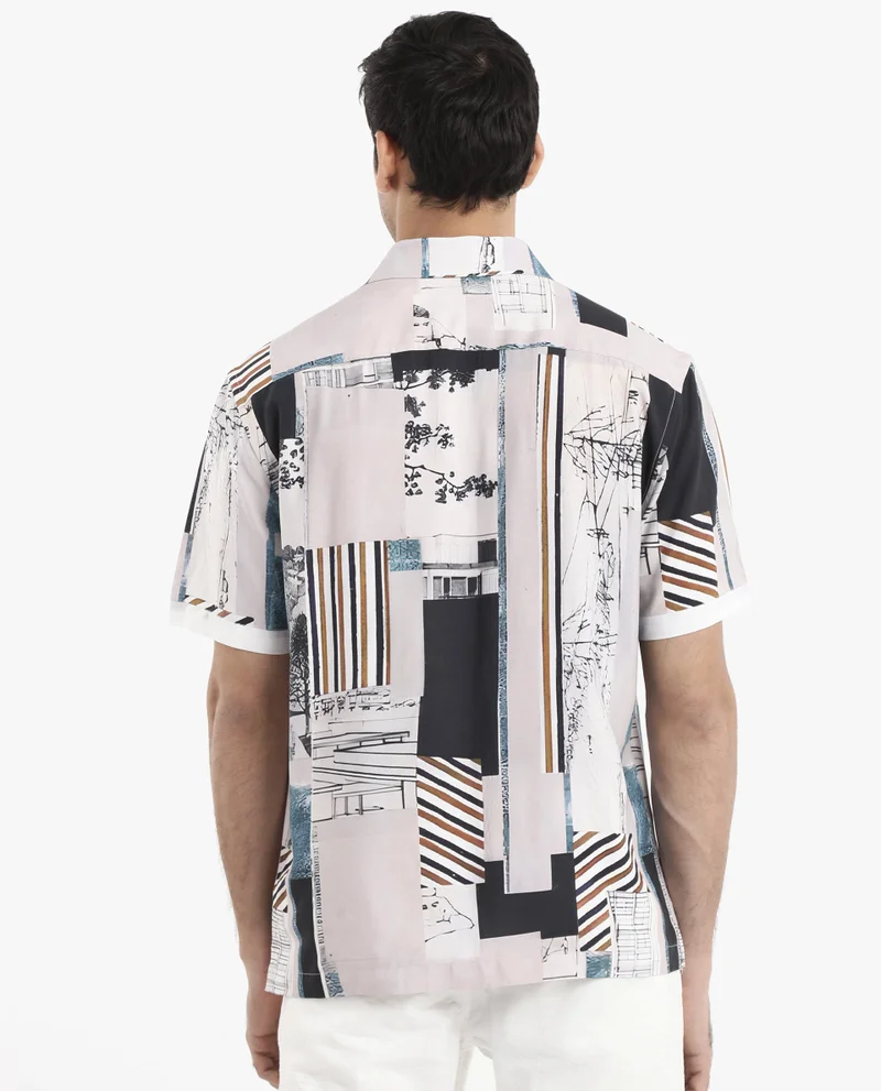 Rare Rabbit Men's Abstract Print Boxy Shirt