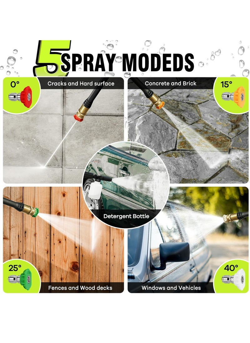 Jourvent 3000W Electric Pressure Washer, 2500 Max PSI 2.4 Max GPM with Anti-Tipping Technology, Pro-Style Steel Wand, 5-Nozzle Set, for Cars/Fences/Driveways/Home/Patios  - Image 3