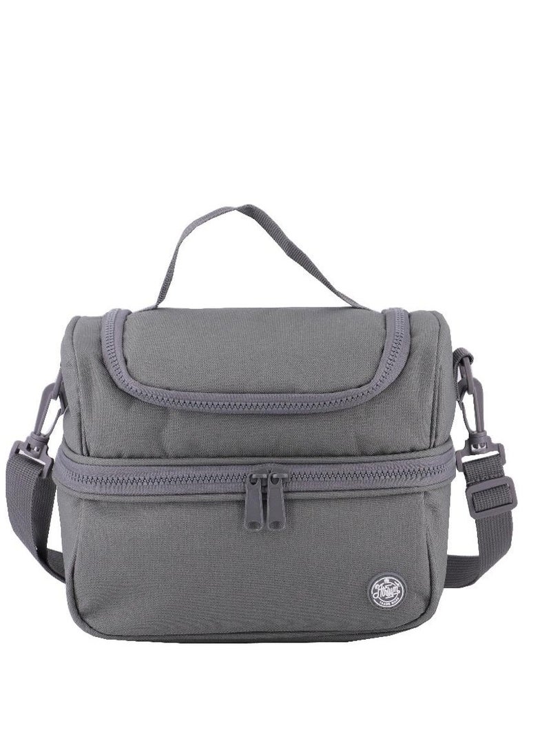 أتريوم حقيبة غداء كبيرة بسحاب رمادي صلب - Image 1