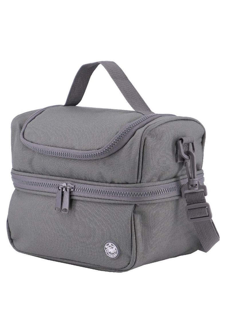 أتريوم حقيبة غداء كبيرة بسحاب رمادي صلب - Image 2