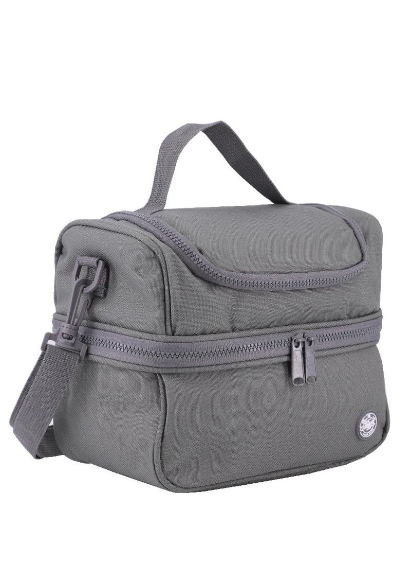 أتريوم حقيبة غداء كبيرة بسحاب رمادي صلب - Image 3