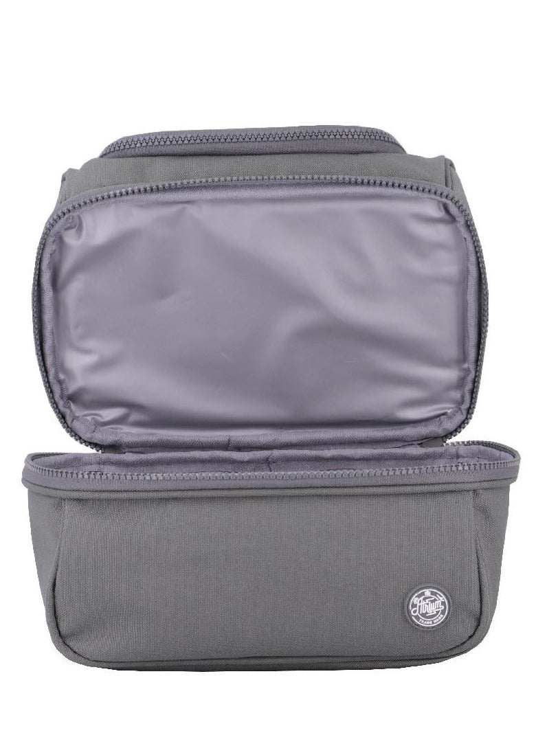 أتريوم حقيبة غداء كبيرة بسحاب رمادي صلب - Image 5