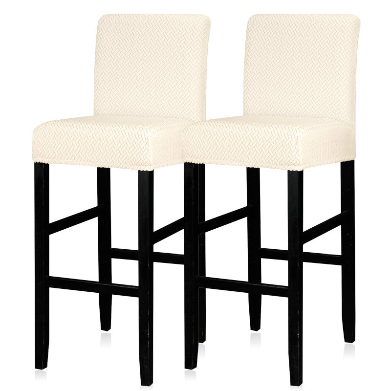 طقم أغطية بار ستول ليلين من 2 غسالة قابلة للتمدد أغطية مقاعد بار ستول قابلة للإزالة مع ظهر أغطية كراسي بار بارتفاع العداد لمطبخ غرفة الطعام مقهى كريمي