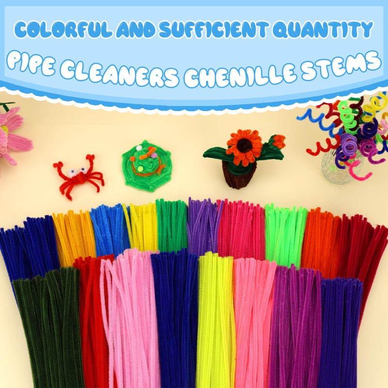 Hssugi Pipe Cleaners, 100PCS Pipe Cleaners Craft Supplies, Light Blue Pipe Cleaners Bulk Fuzzy Sticks for DIY Art and Craft Projects Home Christmas Decoration - Image 4