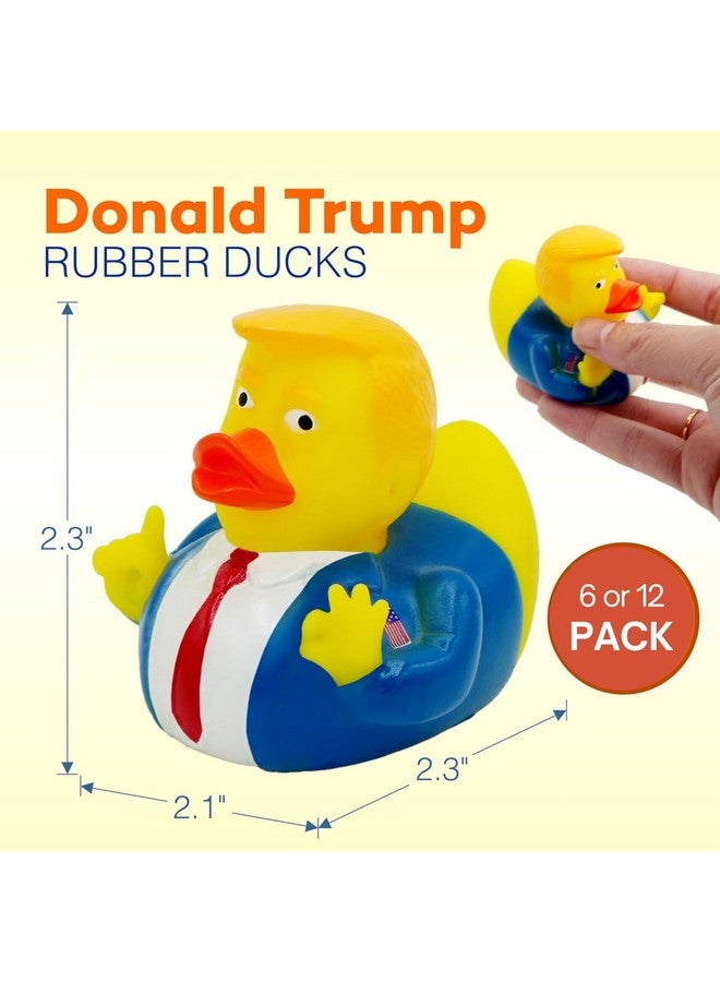 4E's Novelty 4E's Novelty 6 Donald Trump Rubber Ducks Bulk - Pack of 6 - Small 2.3 Inch, Trump Rubber Duckies Great for Jeep Ducking, Trump 2024 Gifts, Bath Tub Toys, Christmas White Elephant Gift for Adults  - Image 2