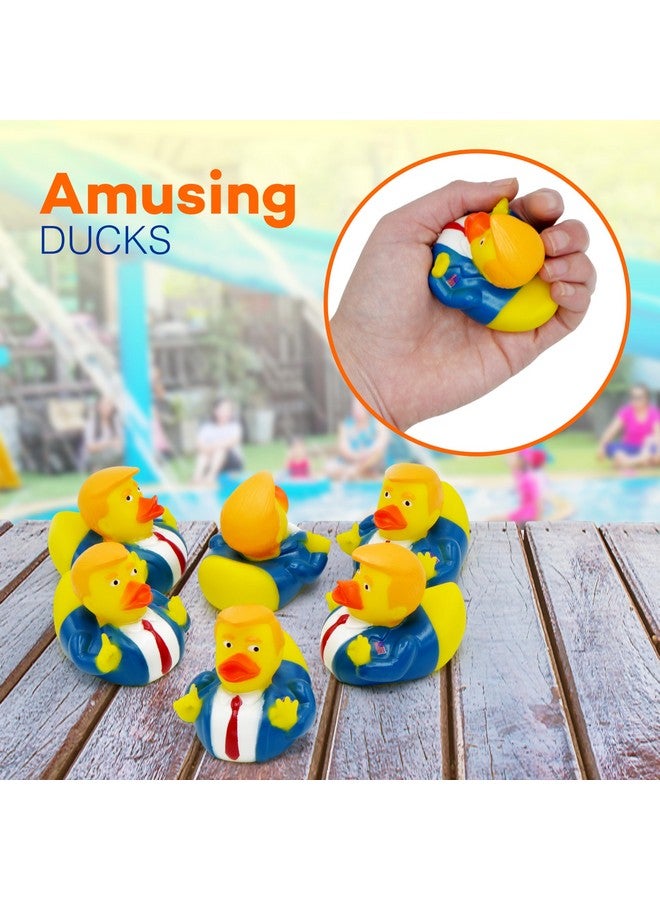 4E's Novelty 4E's Novelty 6 Donald Trump Rubber Ducks Bulk - Pack of 6 - Small 2.3 Inch, Trump Rubber Duckies Great for Jeep Ducking, Trump 2024 Gifts, Bath Tub Toys, Christmas White Elephant Gift for Adults  - Image 3