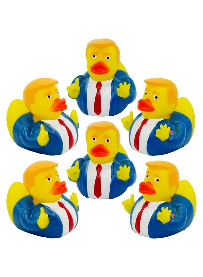 4E's Novelty 4E's Novelty 6 Donald Trump Rubber Ducks Bulk - Pack of 6 - Small 2.3 Inch, Trump Rubber Duckies Great for Jeep Ducking, Trump 2024 Gifts, Bath Tub Toys, Christmas White Elephant Gift for Adults  - Image 1