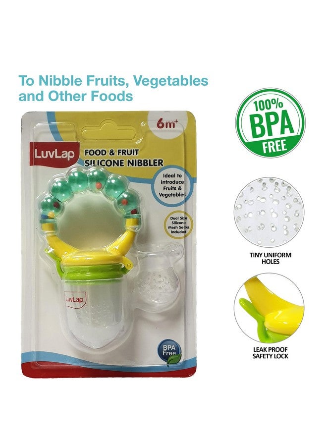 Luvlap مغذي/مصاص سيليكوني للأطعمة/الفواكه مع شبكة إضافية، مصاصة/مغذي ناعم، عضاضة للرضع، أخضر لؤلؤي، خالي من BPA - Image 2