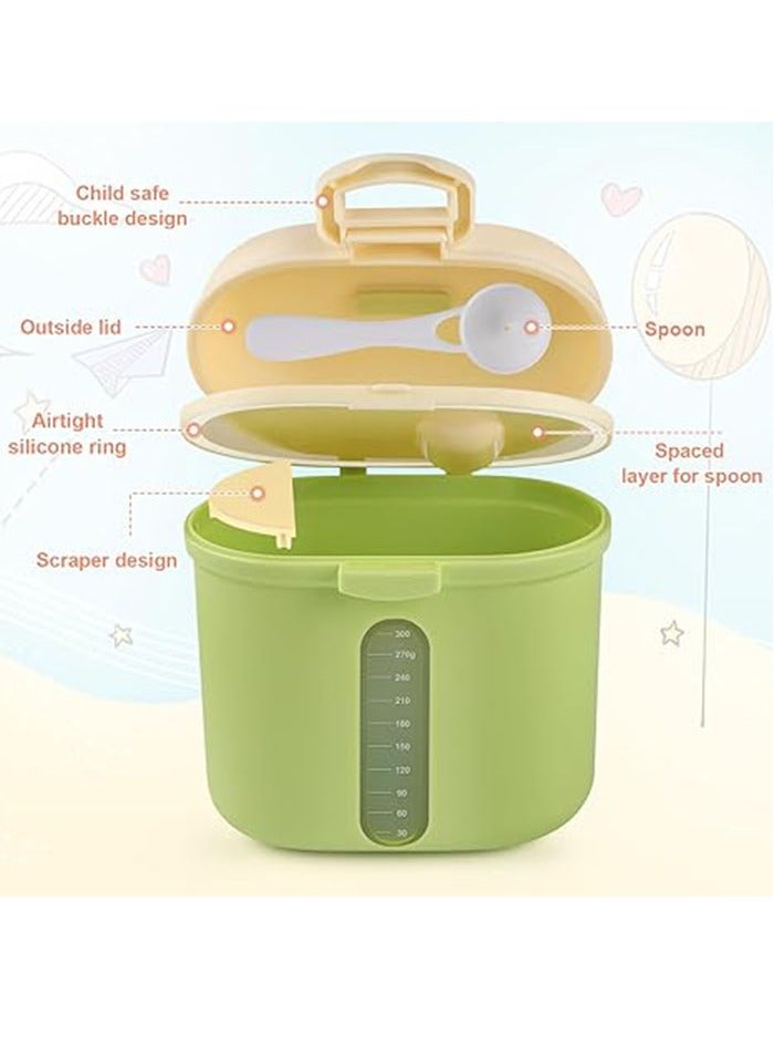 عربست موزع حليب الأطفال، موزع حليب أثناء التنقل، موزع حليب مجفف محمول مع مغرفة، حاويات حليب للسفر تتسع لـ 12.7 أونصة/360 جرام، أخضر - Image 4