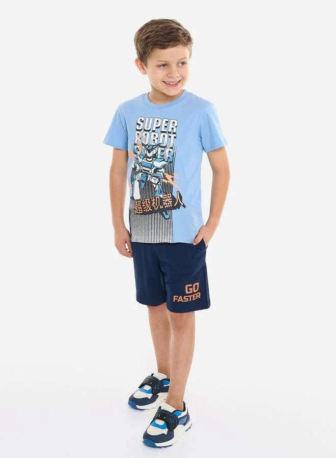 victor and jane Victor And Jane Boys Robot Graphic T-Shirt and Shorts Set