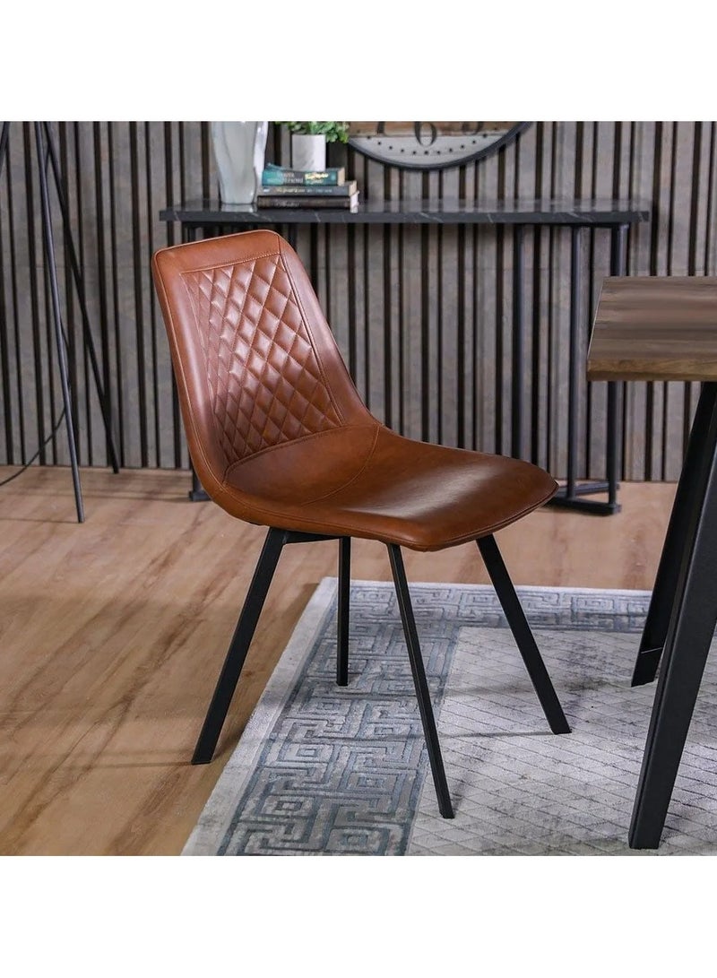 DANUBE HOME Gideon Set Of 2 Dining Chair Strong and Sturdy Kitchen Dining Chairs Modern Design Furniture For Home Living Room Dining Room L 49 x W 43 x H 86 cm-Natural Oak / Brown - Image 2