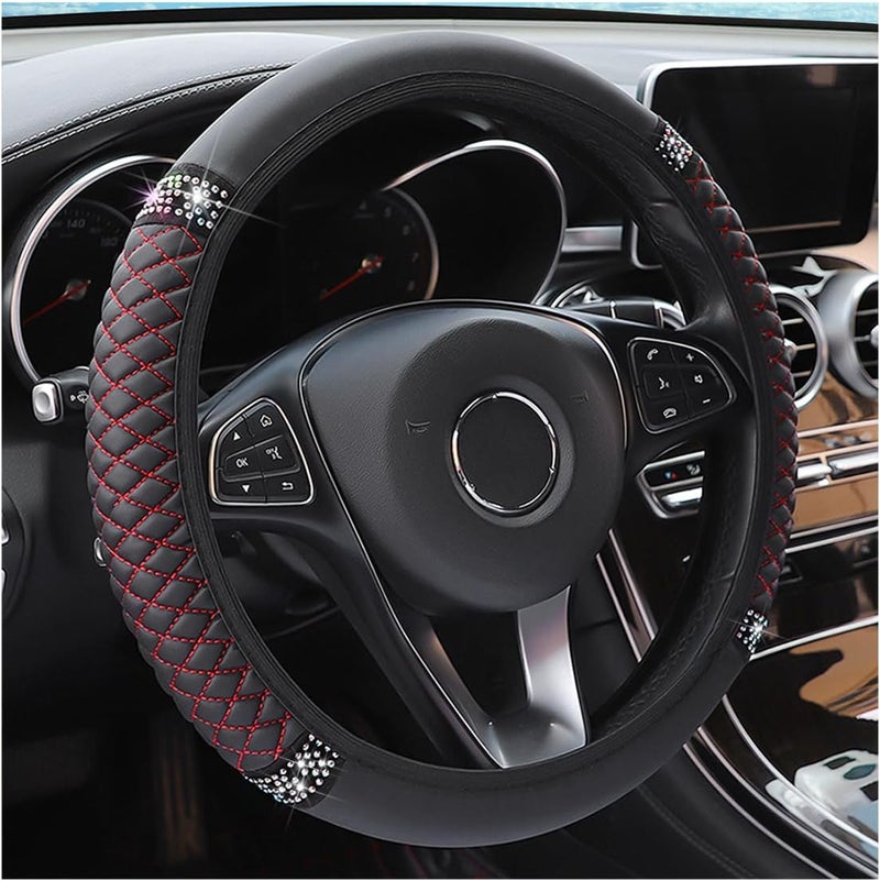 LoyaForba Bling Soft Leather Steering Wheel Cover with Rhinestones - Image 1