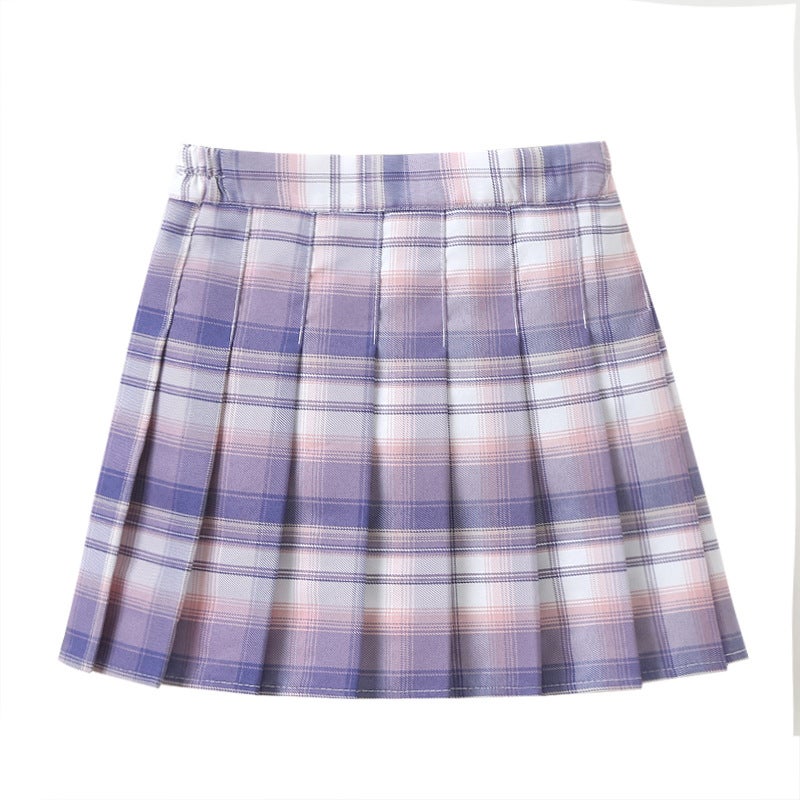 Girls Pleated Skirt Autumn Spring New Fashion Purple Blue yellow white plaid skirt 
