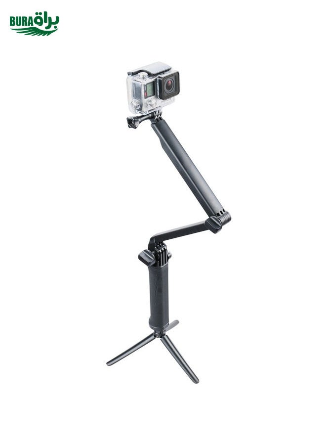 3-Way Multi Function Extendable Monopod Tripod Folding Rotating Arm Camera Handle for GoPro, Insta360, DJI and Other Action Cameras