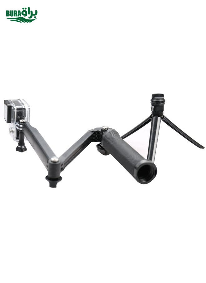 3-Way Multi Function Extendable Monopod Tripod Folding Rotating Arm Camera Handle for GoPro, Insta360, DJI and Other Action Cameras