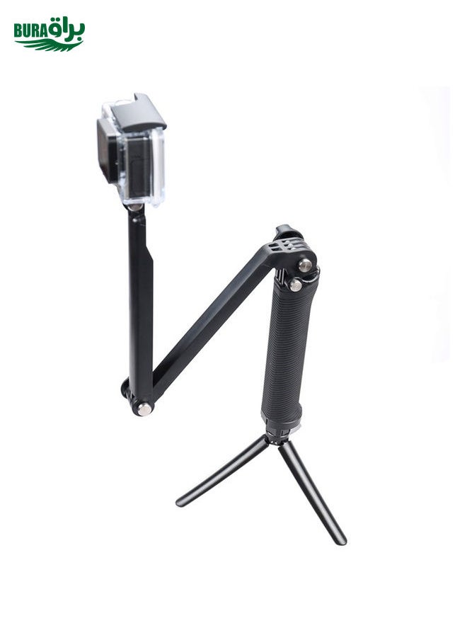 3-Way Multi Function Extendable Monopod Tripod Folding Rotating Arm Camera Handle for GoPro, Insta360, DJI and Other Action Cameras