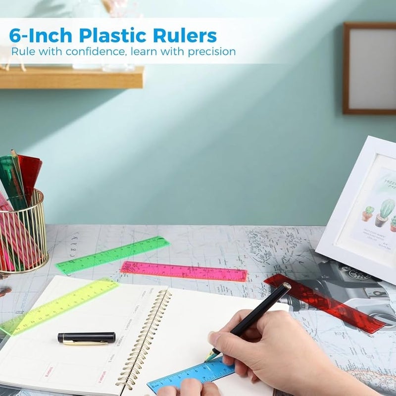 100 Pack 6 Inch Clear Plastic Ruler with Inch and Centimeter Scales for Students Office Home - Image 4