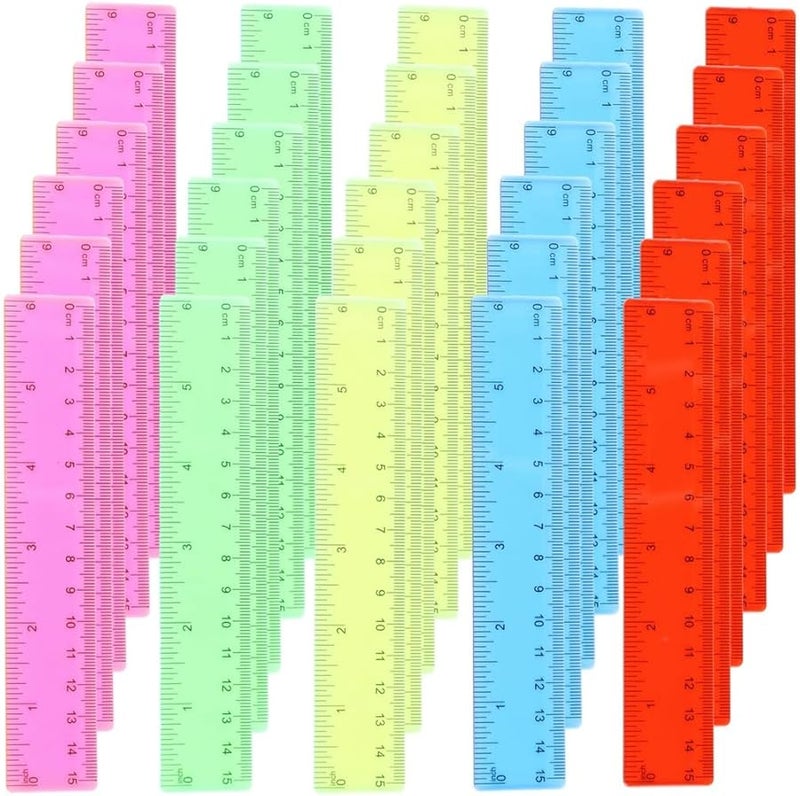 100 Pack 6 Inch Clear Plastic Ruler with Inch and Centimeter Scales for Students Office Home - Image 2