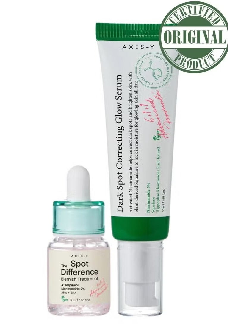 مجموعة AXIS-Y Best Glow Duo - سيروم للبقع الداكنة + علاج للبقع الداكنة لندبات حب الشباب وتفتيح البشرة - Image 1