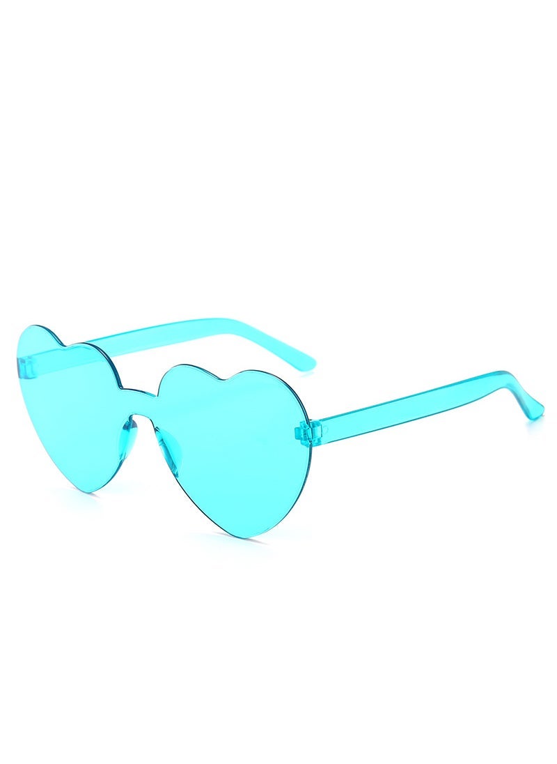 Cross-border European and American heart-shaped one-piece sunglasses transparent jelly-colored love sunglasses for men and women C14 cyan