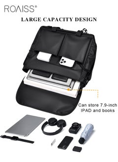 roaiss Waterproof Multifunctional Shoulder Bag For Men, Daily Versatile Outdoor Sports Travel Leisure Bag Business Adjustable Shoulder Strap Computer Bag  - Image 4