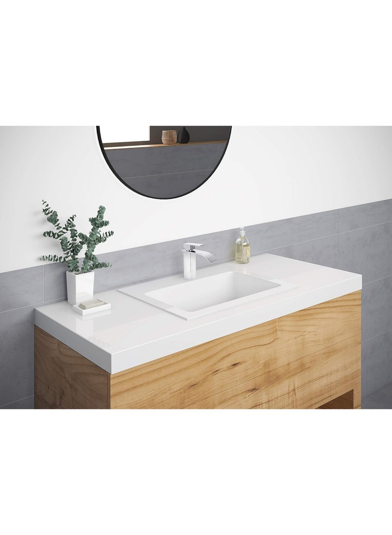 YD Modern Waterfall Bathroom Basin Mixer Tap with Single Lever Handle, Solid Brass Vessel Sink Faucet, Deck Mounted Design, Ceramic Cartridge, Water Saving and Rust Resistant Bathroom Fixture - Image 3