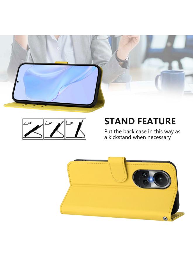 S-TOP Case For OPPO Reno10 Global Skin Feel Solid Color Leather Phone Case with Lanyard - Image 3