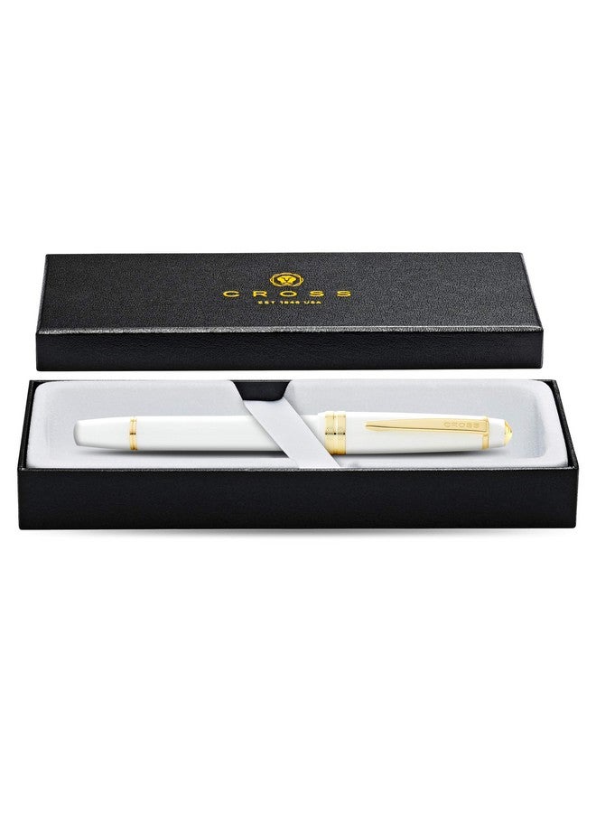 Cross Bailey Light Polished White Resin and Gold Tone Medium Nib Fountain Pen - Image 3