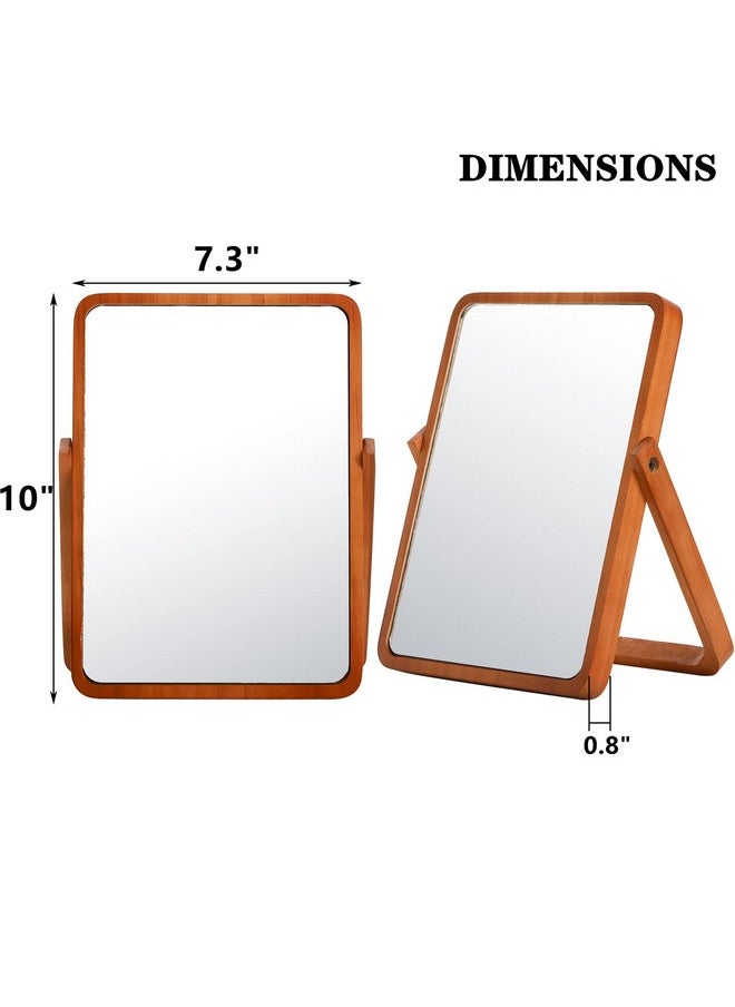DEAYOU - 2 Pack Mirror With Wood Stand Rotation Makeup Mirror 10 Standing Cosmetic Mirror Portable Wood Tabletop Mirror For Hanging Highdefinition Pine - Image 1