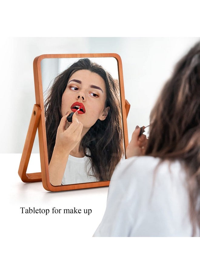 DEAYOU - 2 Pack Mirror With Wood Stand Rotation Makeup Mirror 10 Standing Cosmetic Mirror Portable Wood Tabletop Mirror For Hanging Highdefinition Pine - Image 1