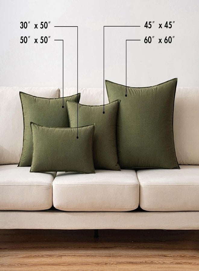 MIULEE أغطية وسائد ميولي خضراء زيتونية مجموعة من 2 بحجم 18x18 بوصة أغطية وسائد زخرفية للكنبة أغطية وسائد من الكتان مجموعة ديكور منزلي حديث للمزرعة للكنبة غرفة المعيشة السرير - Image 5