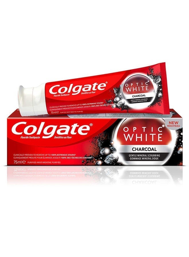 Colgate معجون أسنان تبييض الأسنان بالفحم الأبيض البصري