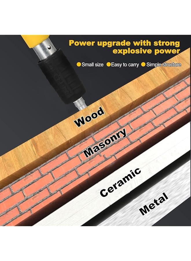 إيروريكس أداة تثبيت المسامير على الحائط، مسدس مسامير عالي الضغط، مسدس مسامير فولاذي يدوي بقوة قابلة للتعديل مع 20 مسمارًا للاستخدام المنزلي، أعمال النجارة، جدار أسمنتي - Image 3